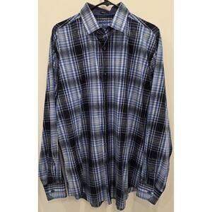 Bugatchi Uomo Classic Fit Long Sleeve Button Down Shirt Mens Large Blue